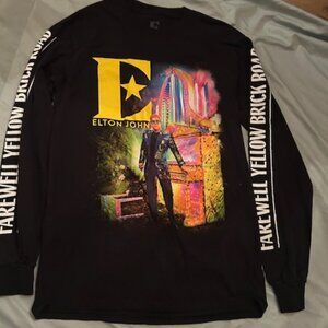 Elton John yellow brick road tour concert tee black size small   graphic